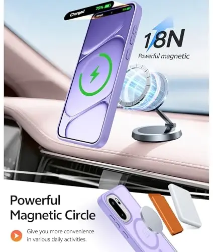 FNTCASE for OnePlus 15R Case, Fit for Magsafe, Screen Protector | Translucent Matte Magnetic Back, 14FT Military Grade Drop Protection, Shockproof Protective Phone Cover, Light Purple - 3