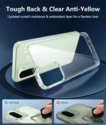 FNTCASE Oneplus 15R uchun g'ilof shaffof: One Plus 15R telefon g'iloflari ekran himoyachisi bilan, ingichka, sarg'ayishga qarshi, harbiy darajadagi tushishdan himoya, mustahkam, zarbga chidamli himoya shaffof telefon qopqog'i (Shaffof) - 3