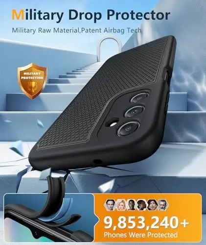 FNTCASE Samsung Galaxy A14 5G uchun g'ilof: Ikki qatlamli himoya, og'ir yuk ko'taruvchi mobil telefon qopqog'i, zarbga chidamli, sirpanmaydigan teksturali orqa - Harbiy himoya bamperi - 2023, 6,6 dyuym (Mat qora) - 4