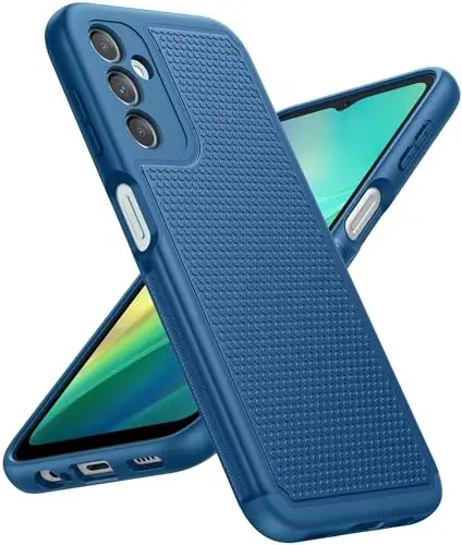 FNTCASE Samsung Galaxy A14 5G uchun g'ilof: Ikki qavatli himoya, zarbga chidamli, sirpanmaydigan to'qimali orqa qopqoqli, harbiy himoyali bamper - 2023, 6.6 dyuym (ko'k) 