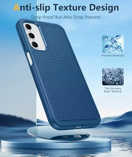 FNTCASE Samsung Galaxy A15-5G uchun g'ilof: Ikki qatlamli himoya, og'ir yuk ko'taruvchi mobil telefon qopqog'i, zarbaga chidamli, sirpanmaydigan teksturali orqa tomoni bilan mustahkam - Harbiy himoya Bumper Tough - 2024, 6,5 dyuymli ko'k - 5