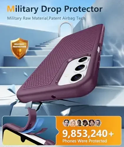 FNTCASE Samsung Galaxy A15-5G uchun g'ilof: Ikki qatlamli himoya, og'ir yuk ko'taruvchi mobil telefon qopqog'i, zarbga chidamli, sirpanmaydigan teksturali orqa - Harbiy himoya bamperi - 2024, 6,5 dyuymli bordo - 4