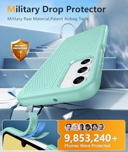 FNTCASE Samsung Galaxy A15-5G uchun g'ilof: Ikki qavatli himoya, zarbga chidamli, sirpanmaydigan teksturali orqa tomoni bilan mustahkam mobil telefon qopqog'i - Harbiy himoya Bumper Tough - 2024, 6.5 dyuymli yalpiz yashil - 4
