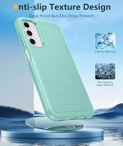FNTCASE Samsung Galaxy A15-5G uchun g'ilof: Ikki qavatli himoya, zarbga chidamli, sirpanmaydigan teksturali orqa tomoni bilan mustahkam mobil telefon qopqog'i - Harbiy himoya Bumper Tough - 2024, 6.5 dyuymli yalpiz yashil - 5