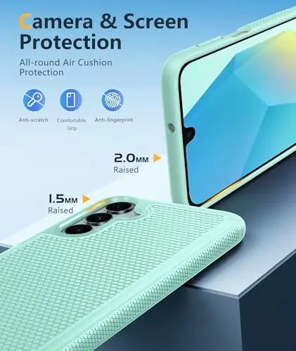 FNTCASE Samsung Galaxy A16-5G uchun g'ilof: Ikki qatlamli himoya, og'ir yuk ko'taruvchi mobil telefon qopqog'i, sirpanmaydigan teksturali orqa tomoni - zarbaga chidamli, mustahkam harbiy darajadagi tushishdan himoya tamponi (yalpiz yashil) - 6