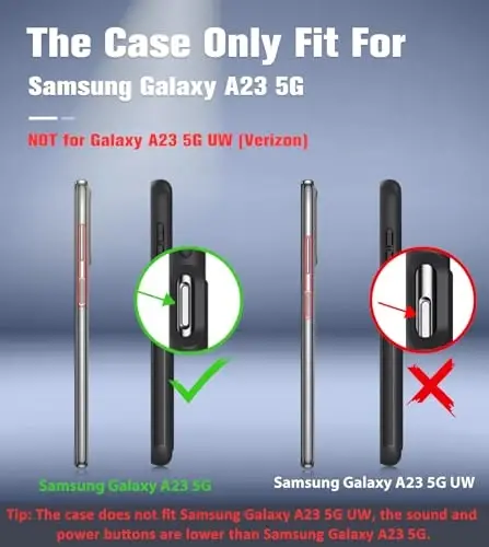 FNTCASE Samsung Galaxy A23 5G uchun g'ilof: (Samsung Galaxy A23 4G LTE) Ikki qatlamli himoya, zarbaga chidamli, sirpanmaydigan teksturali orqa bamperli kuchli telefon qopqog'i - 6,6 dyuymli qora - 2