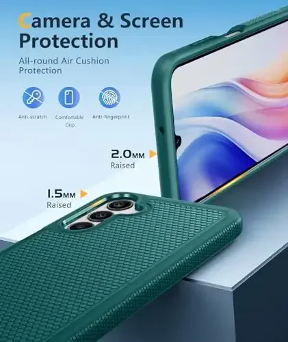 FNTCASE Samsung Galaxy A25 uchun g‘ilof: Galaxy A25 5G telefon g‘ilofi Ikki qatlamli himoya telefon qopqog‘i Qo‘pol to‘liq tanani tushishdan himoya qiluvchi zarbaga chidamli telefon g‘ilofi (yashil) - 6