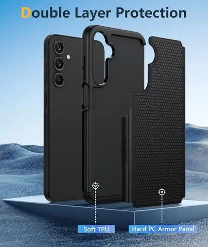 FNTCASE Samsung Galaxy A25 uchun g'ilof: Galaxy A25 5G telefon g'ilofi Ikki qatlamli himoya telefon qopqog'i Rugged butun tanani tushishdan himoya qiluvchi zarbga chidamli telefon g'ilofi (qora) - 3