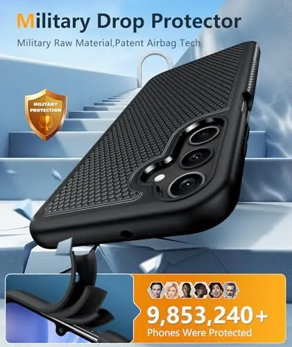 FNTCASE Samsung Galaxy A25 uchun g'ilof: Galaxy A25 5G telefon g'ilofi Ikki qatlamli himoya telefon qopqog'i Rugged butun tanani tushishdan himoya qiluvchi zarbga chidamli telefon g'ilofi (qora) - 4
