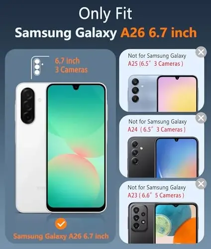 FNTCASE Samsung Galaxy A26-5G Kılıf: Şeffaf Askeri Sınıf Düşme Koruması Sararma Karşıtı Cep Telefonu Kılıfı: Sağlam Darbeye Dayanıklı Koruyucu Tampon Şeffaf Kılıf (Siyah) - 2