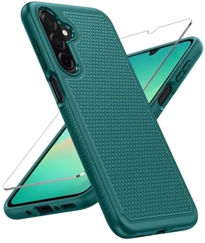 FNTCASE Samsung Galaxy A26-5G uchun g'ilof: Ikki qatlamli himoya kuchli telefon qopqog'i zarbga chidamli, sirpanmaydigan teksturali orqa - Harbiy himoya bamperi - 2025, 6.7 dyuym (Yashil) 