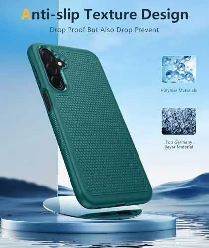 FNTCASE Samsung Galaxy A26-5G uchun g'ilof: Ikki qatlamli himoya kuchli telefon qopqog'i zarbga chidamli, sirpanmaydigan teksturali orqa - Harbiy himoya bamperi - 2025, 6.7 dyuym (Yashil) - 5