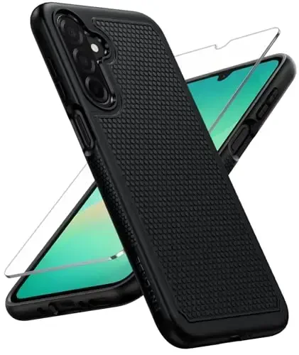 FNTCASE Samsung Galaxy A26-5G uchun g'ilof: Ikki qatlamli himoya, zarbaga chidamli, sirpanmaydigan teksturali orqa qopqoqli kuchli telefon qopqog'i - Harbiy himoya bamperi - 2025, 6.7 dyuym (Qora) - FNTCASE