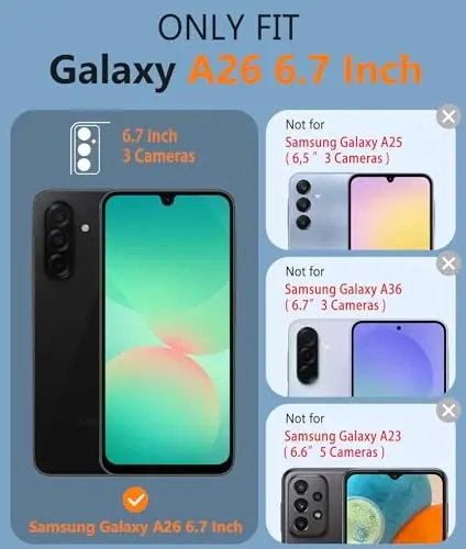 FNTCASE Samsung Galaxy A26-5G uchun g'ilof: Ikki qatlamli himoya, zarbaga chidamli, sirpanmaydigan teksturali orqa qopqoqli kuchli telefon qopqog'i - Harbiy himoya bamperi - 2025, 6.7 dyuym (Qora) - FNTCASE (1)