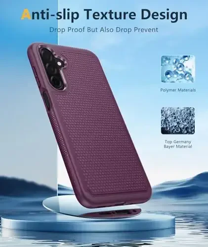 FNTCASE Samsung Galaxy A26-5G uchun g'ilof: Ikki qavatli himoya og'ir yuk mobil telefon qopqog'i zarbga chidamli qo'pol, sirpanmaydigan teksturali orqa - Harbiy himoya bamperi - 6,7 dyuym (Burgundi binafsha) - 5