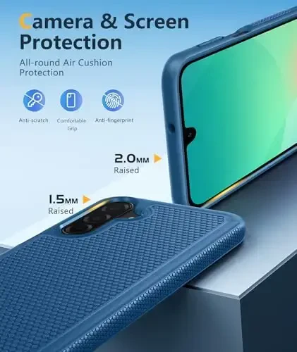 FNTCASE Samsung Galaxy A26-5G uchun g'ilof: Ikki qavatli himoya, zarbga chidamli, sirpanmaydigan teksturali orqa, harbiy himoya bamperi - 2025, 6.7 dyuym (ko'k) - 6