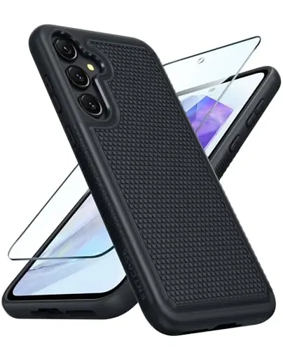FNTCASE Samsung Galaxy A35-5G uchun g'ilof: A55-5G ikki qavatli himoya kuchli telefon qopqog'i zarbga chidamli qo'pol sirpanmaydigan teksturali orqa - Harbiy himoya bamperi qattiq - 2024, 6.6 dyuym - 1