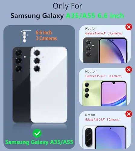 FNTCASE Samsung Galaxy A35-5G uchun g'ilof: A55-5G ikki qavatli himoya kuchli telefon qopqog'i zarbga chidamli qo'pol sirpanmaydigan teksturali orqa - Harbiy himoya bamperi qattiq - 2024, 6.6 dyuym - 2