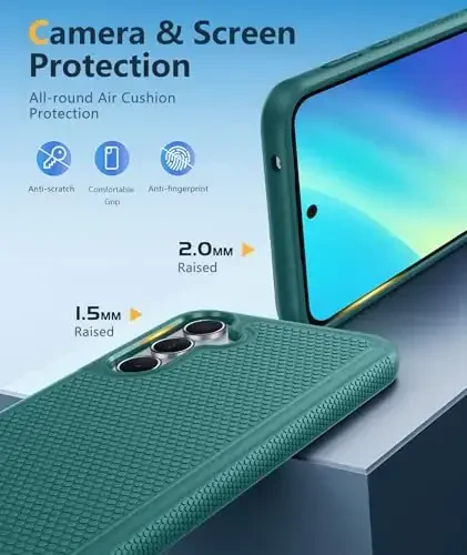 FNTCASE Samsung Galaxy A35-5G uchun g'ilof: Ikki qatlamli himoya kuchli telefon qopqog'i zarbaga chidamli, sirpanmaydigan to'qimali orqa - Harbiy himoya bamperi - 2024, 6,6 dyuymli yashil - 6
