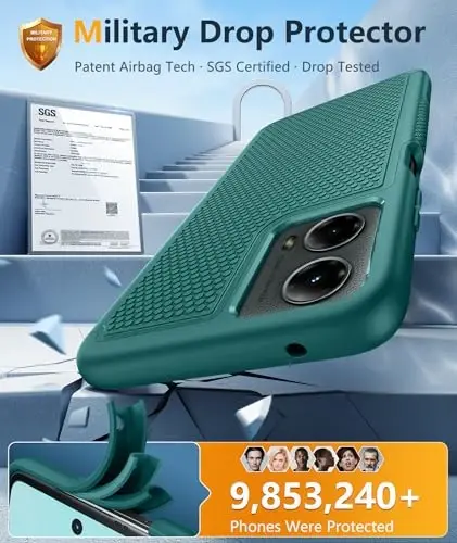 FNTCASE Samsung Galaxy A35-5G uchun g'ilof: Ikki qatlamli himoya kuchli telefon qopqog'i zarbaga chidamli, sirpanmaydigan to'qimali orqa - Harbiy himoya bamperi - 2024, 6,6 dyuymli yashil - 1