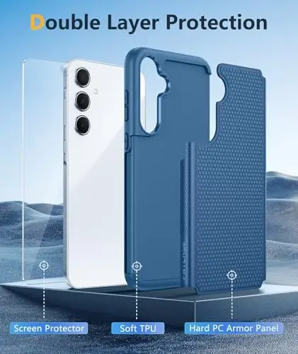 FNTCASE Samsung Galaxy A35-5G uchun g'ilof: Ikki qatlamli himoya, og'ir yuk ko'taruvchi mobil telefon qopqog'i, zarbga chidamli, sirpanmaydigan teksturali orqa tomoni bilan mustahkam - Harbiy himoya Bumper Tough - 2024, 6.6 dyuymli ko'k - 3