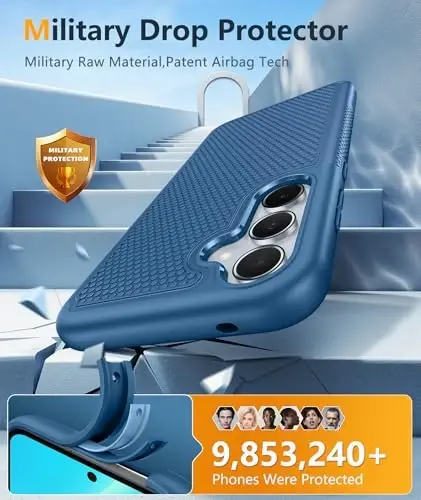FNTCASE Samsung Galaxy A35-5G uchun g'ilof: Ikki qatlamli himoya, og'ir yuk ko'taruvchi mobil telefon qopqog'i, zarbga chidamli, sirpanmaydigan teksturali orqa tomoni bilan mustahkam - Harbiy himoya Bumper Tough - 2024, 6.6 dyuymli ko'k - 4