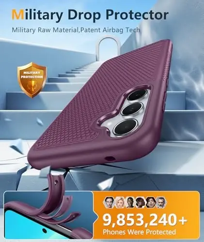 FNTCASE Samsung Galaxy A35-5G uchun g'ilof: Ikki qatlamli himoya, zarbaga chidamli, sirpanmaydigan teksturali orqa - Harbiy himoya bamperi - 2024, 6.6 dyuym Binafsha - 4