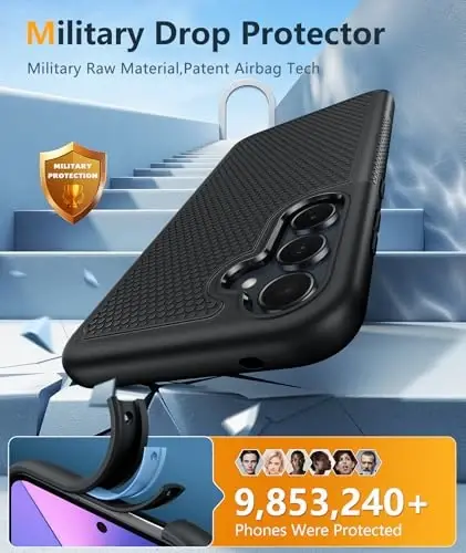 FNTCASE Samsung Galaxy A35-5G uchun g‘ilof: Ikki qatlamli himoya, zarbga chidamli, sirpanmaydigan teksturali orqa qopqoqli kuchli telefon qopqog‘i - Harbiy himoya bamperi - 2024, 6.6 dyuym qora - 4