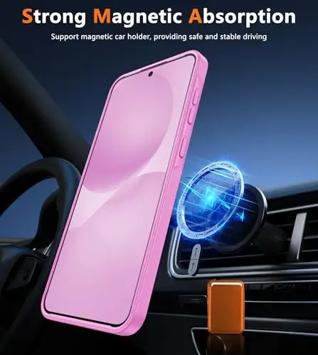 FNTCASE for Galaxy A36 5G Phone Case, Fit for Magsafe, Screen Protector | Translucent Matte Magnetic Back, 14FT Military Grade Drop Protection, Shockproof Protective Phone Cover, Pink - 4