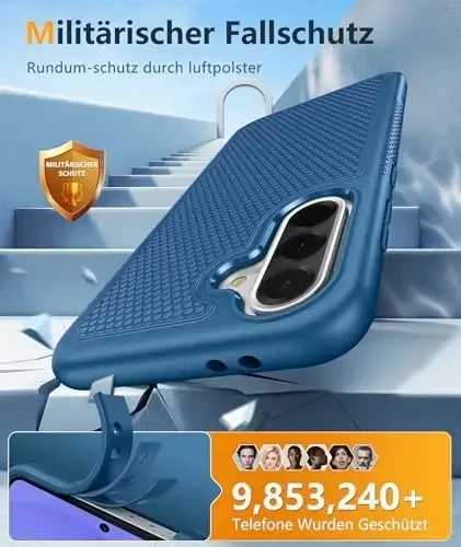 FNTCASE Samsung Galaxy A36-5G uchun g'ilof: A56-5G Ikki qatlamli himoya kuchli telefon qopqog'i zarbaga chidamli, sirpanmaydigan teksturali orqa - Harbiy himoya bamperi 6,7 dyuym (ko'k) - 4