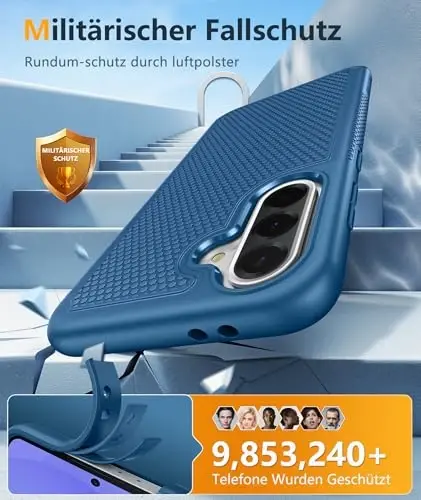 FNTCASE Samsung Galaxy A36-5G uchun g'ilof: A56-5G Ikki qatlamli himoya kuchli telefon qopqog'i zarbaga chidamli, sirpanmaydigan teksturali orqa - Harbiy himoya bamperi 6,7 dyuym (ko'k) - 4