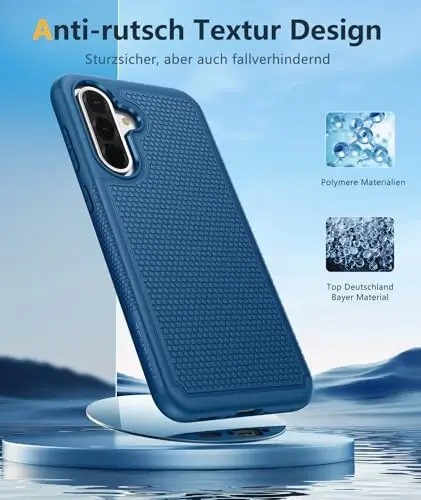 FNTCASE Samsung Galaxy A36-5G uchun g'ilof: A56-5G Ikki qatlamli himoya kuchli telefon qopqog'i zarbaga chidamli, sirpanmaydigan teksturali orqa - Harbiy himoya bamperi 6,7 dyuym (ko'k) - 5