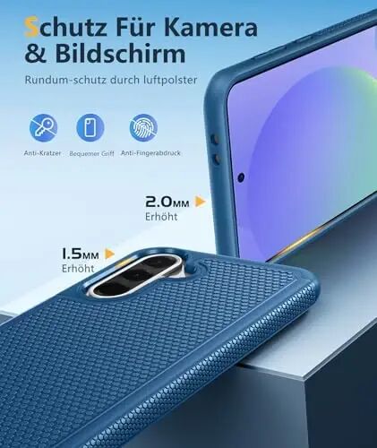 FNTCASE Samsung Galaxy A36-5G uchun g'ilof: A56-5G Ikki qatlamli himoya kuchli telefon qopqog'i zarbaga chidamli, sirpanmaydigan teksturali orqa - Harbiy himoya bamperi 6,7 dyuym (ko'k) 