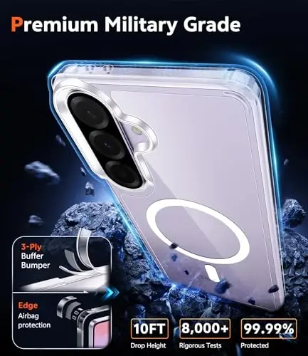 FNTCASE Samsung Galaxy A37-5G Kılıf: Ekran Koruyuculu Şeffaf A36 Telefon Kılıfları, Magsafe Uyumlu, İnce, Sararmaya Karşı Dayanıklı, Sağlam, Darbeye Dayanıklı Şeffaf Koruyucu Kapak (Şeffaf Manyetik) - 4