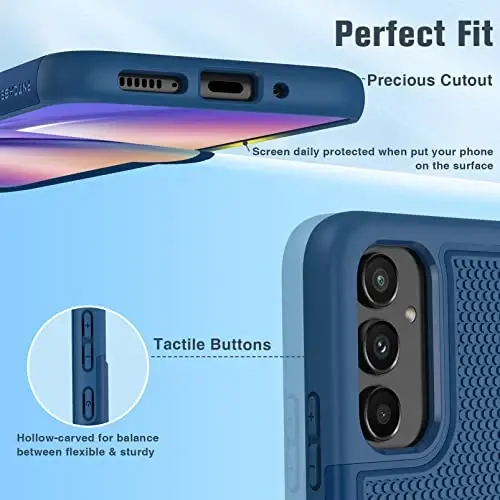 FNTCASE Samsung Galaxy A54 5G uchun g'ilof: Ikki qatlamli to'liq zarbga chidamli himoya | Bardoshli og'ir yuk ko'taruvchi mobil telefon qopqog'i | Yumshoq ingichka mato yengil teksturali orqa - Harbiy himoya - 5