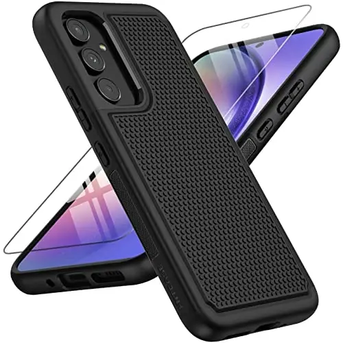 FNTCASE Samsung Galaxy A54 5G uchun g'ilof: Ikki qatlamli to'liq zarbga chidamli himoya | Rugged Heavy Duty bardoshli telefon qopqog'i | Yumshoq ingichka mato yengil teksturali orqa - Harbiy himoya - 1
