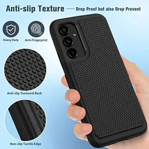 FNTCASE Samsung Galaxy A54 5G uchun g'ilof: Ikki qatlamli to'liq zarbga chidamli himoya | Rugged Heavy Duty bardoshli telefon qopqog'i | Yumshoq ingichka mato yengil teksturali orqa - Harbiy himoya - 3
