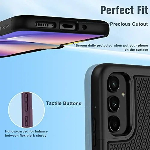 FNTCASE Samsung Galaxy A54 5G uchun g'ilof: Ikki qatlamli to'liq zarbga chidamli himoya | Rugged Heavy Duty bardoshli telefon qopqog'i | Yumshoq ingichka mato yengil teksturali orqa - Harbiy himoya - 5