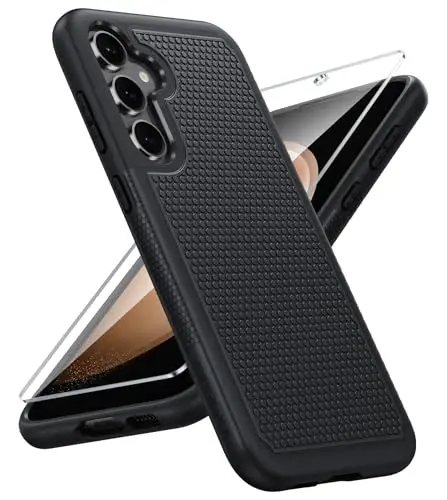FNTCASE Samsung Galaxy S23-FE uchun g'ilof: Ikki qatlamli himoya, kuchli telefon qopqog'i, mustahkam to'liq tanani tushishdan himoya qiluvchi harbiy darajadagi zarbga chidamli telefon g'ilofi (qora mat) 