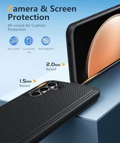 FNTCASE Samsung Galaxy S23-FE uchun g'ilof: Ikki qatlamli himoya, kuchli telefon qopqog'i, mustahkam to'liq tanani tushishdan himoya qiluvchi harbiy darajadagi zarbga chidamli telefon g'ilofi (qora mat) - 1