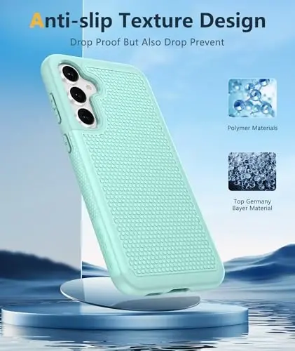 FNTCASE Samsung Galaxy S23-FE uchun g'ilof: Ikki qavatli himoya, og'ir yuk ko'taruvchi mobil telefon qopqog'i, mustahkam to'liq korpus, tushishdan himoya, harbiy darajadagi zarbga chidamli telefon g'ilofi (Yalpiz yashil) - 5