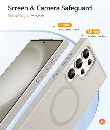 FNTCASE for Samsung Galaxy S23 Ultra Case, Compatible with Magsafe | Translucent Matte Magnetic Back, 14FT Military Grade Drop Protection, Shockproof Protective Phone Cover - 4