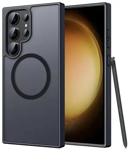 FNTCASE Samsung Galaxy S23 Ultra uchun g‘ilof: [Magsafe uchun mos] Magnitli shaffof mat barmoq iziga qarshi uyali telefon qopqog‘i Harbiy darajadagi zarbaga chidamli himoya g‘ilof 