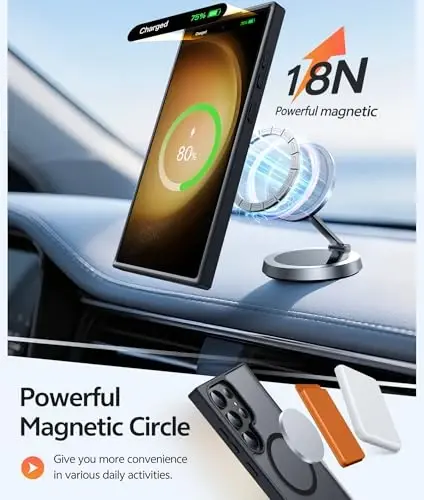 FNTCASE Samsung Galaxy S23 Ultra uchun g‘ilof: [Magsafe uchun mos] Magnitli shaffof mat barmoq iziga qarshi uyali telefon qopqog‘i Harbiy darajadagi zarbaga chidamli himoya g‘ilof - 3
