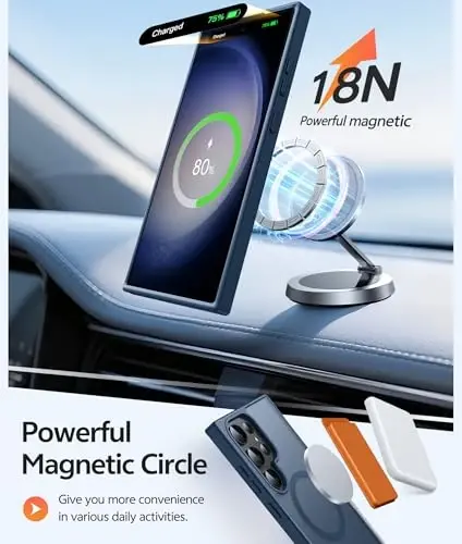 FNTCASE Samsung Galaxy S23 Ultra uchun g‘ilof: [Magsafe uchun mos] Magnitli yarim shaffof mat barmoq iziga qarshi uyali telefon qopqog‘i Harbiy darajadagi zarbaga chidamli himoya g‘ilofi - 3