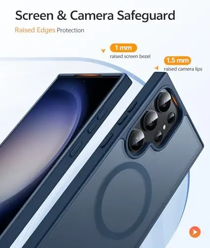 FNTCASE Samsung Galaxy S23 Ultra uchun g‘ilof: [Magsafe uchun mos] Magnitli yarim shaffof mat barmoq iziga qarshi uyali telefon qopqog‘i Harbiy darajadagi zarbaga chidamli himoya g‘ilofi - 4