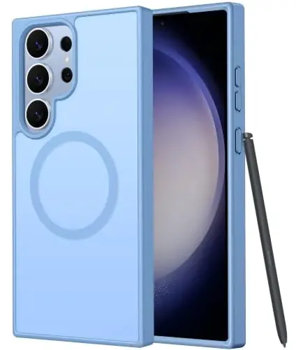 FNTCASE Samsung Galaxy S23 Ultra uchun g‘ilof: [Magsafe uchun mos] Magnitli yarim shaffof matli barmoq iziga qarshi telefon g‘ilofi, harbiy darajadagi zarbga chidamli himoya g‘ilofi 