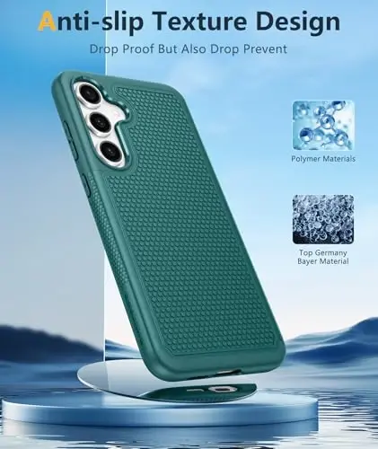 FNTCASE Samsung Galaxy S24-FE uchun g‘ilof: Ikki qatlamli himoya kuchli telefon qopqog‘i | Zarba o‘tkazmaydigan qo‘pol, sirpanmaydigan teksturali | Harbiy darajadagi tushishdan himoya Bumper Tough (Yashil) - 5