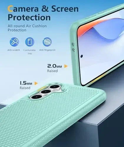 FNTCASE Samsung Galaxy S24-FE uchun g'ilof: Ikki qatlamli himoya, og'ir yukga bardoshli telefon qopqog'i | Zarba o'tkazmaydigan, sirpanmaydigan tuzilishga ega | Harbiy darajadagi tushishdan himoya qiluvchi bufer (yalpiz yashil) - 6
