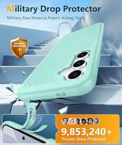 FNTCASE Samsung Galaxy S24 uchun gʻilof: Ikki qatlamli, ogʻir yuk koʻtaruvchi mobil telefon himoya qopqogʻi, zarbga chidamli, sirpanmaydigan toʻqimali - Harbiy tomchidan himoya tamponi - 2024, 6.2 dyuymli yalpiz yashil - 4